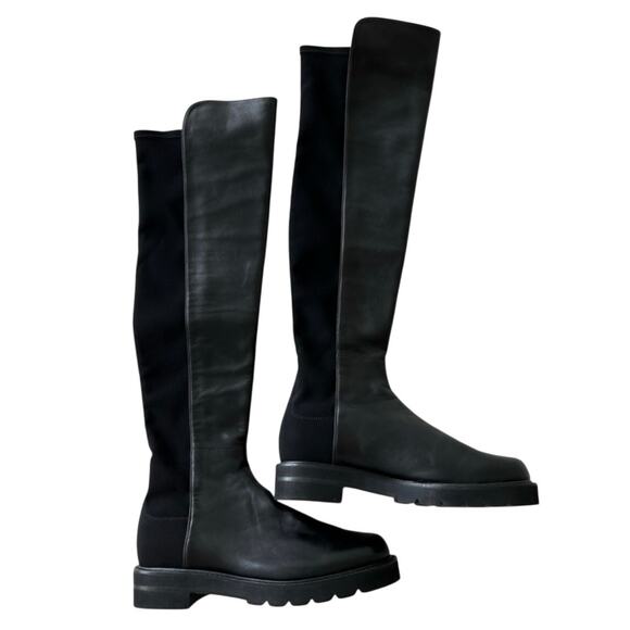 Stuart Weitzman Black 5050 Lift Over The Knee Boot Size 7.5 Leather Platform New - Picture 5 of 15